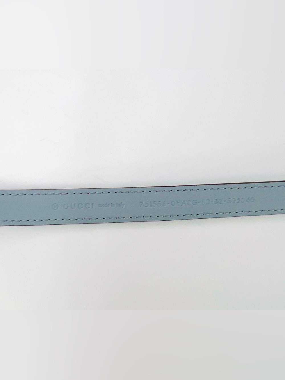 Gucci Skinny Blue Leather Belt With Interlocking G Logo Buckle Size 32 cm - 80" - Picture 7 of 10